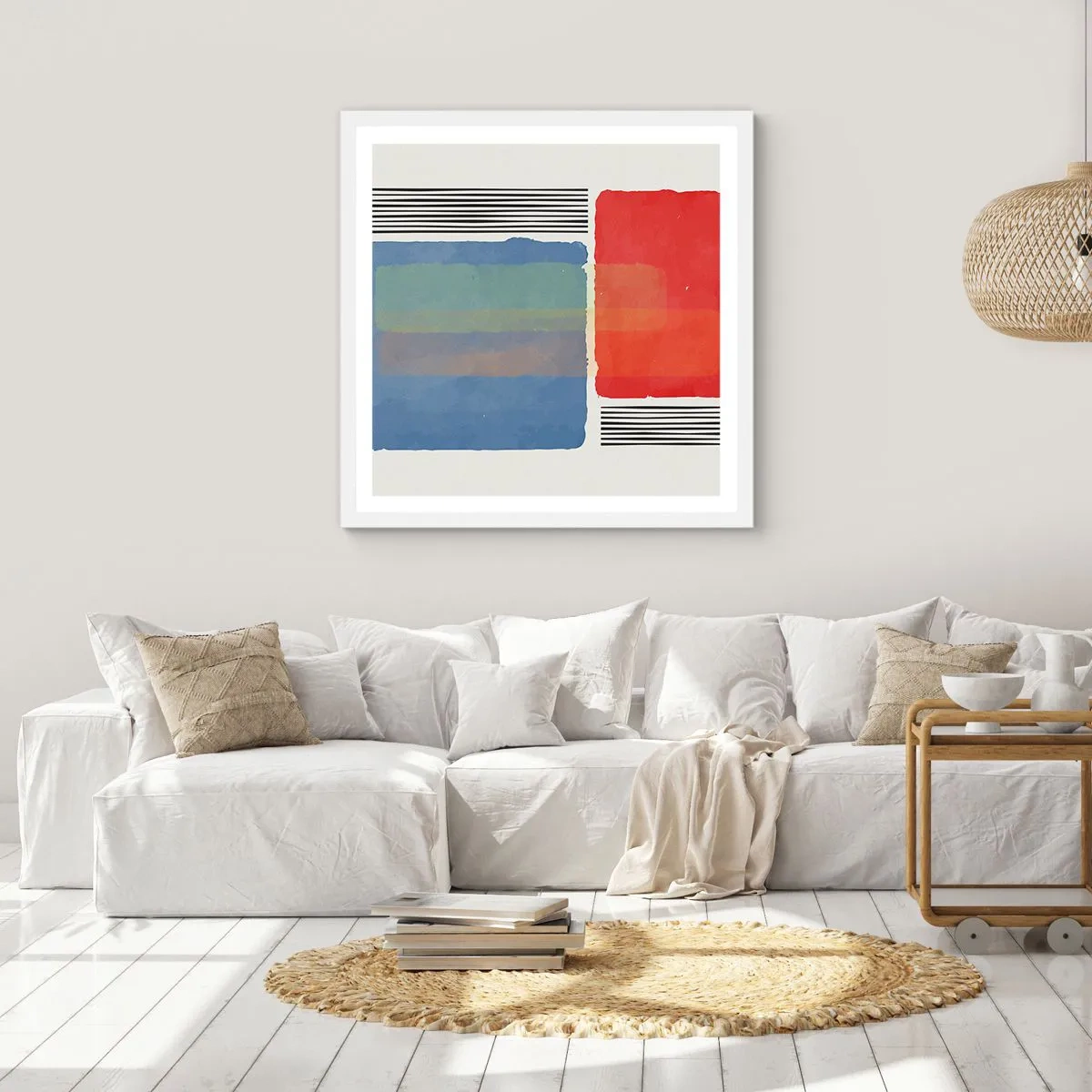 Plakat i hvid ramme - Geometriens ånd og bogstav - 30x30 cm