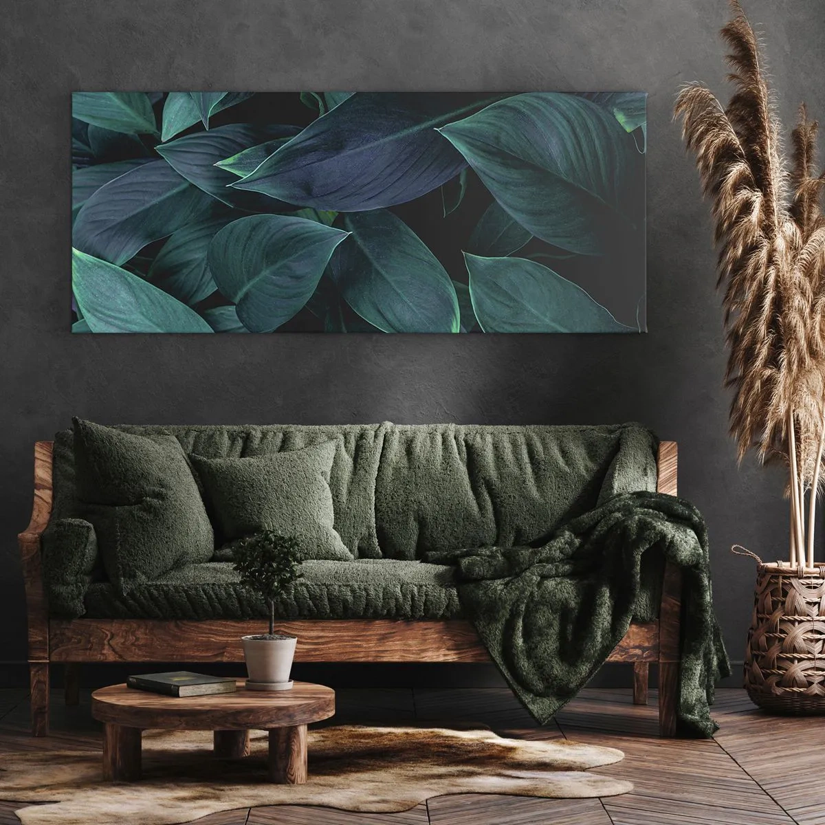 Lærredstryk - Billede på lærred - Grønt i sig selv - 100x40 cm