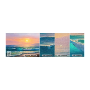 Prøve Fototapet Premium Canvas - Bølgernes turkisfarvede sang - Abstraktion, Landskab, Hav - 100x30 cm