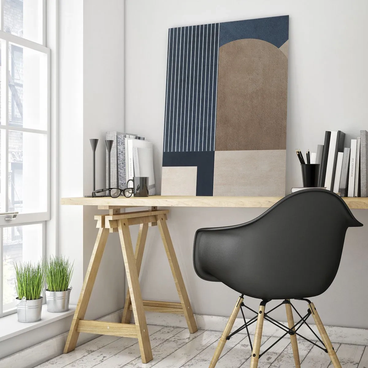 Billede på glas - En komposition af enkelhed og rundhed - 80x120 cm