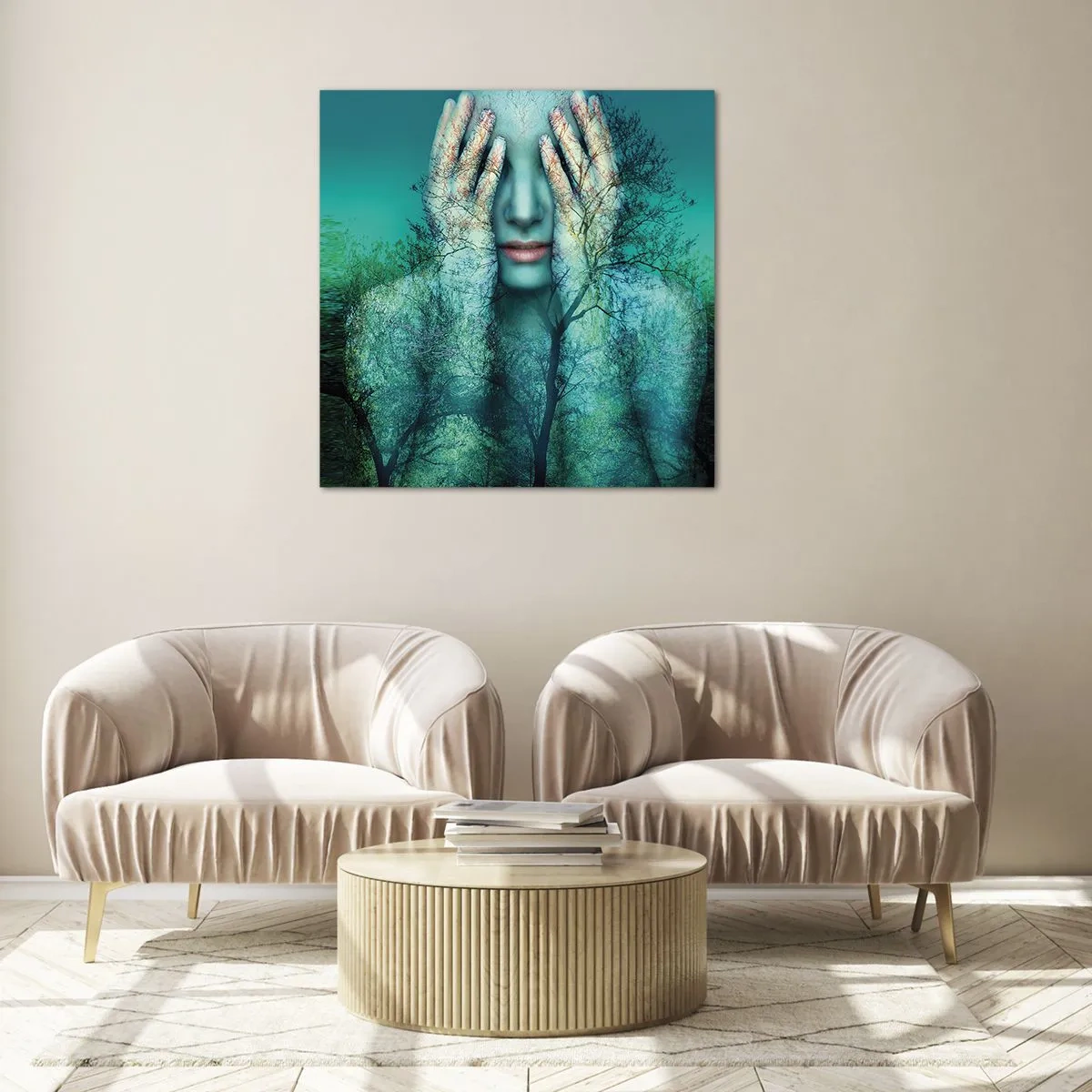 Billede på glas - Nedsænket i blåt - 40x40 cm