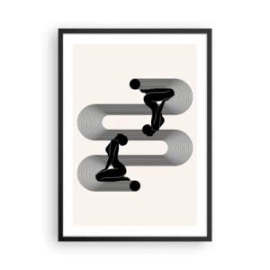 Plakat i sort ramme - Minimalistisk grafik af kvindelige silhuetter med en optisk illusionseffekt - 50x70cm - Sensuel symmetri - Moderne vægdekoration til stue og soveværelse ARTTOR