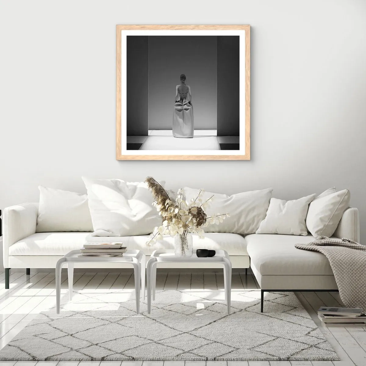 Plakat i ramme af lyst egetræ - Raffineret enkelhed - 30x30 cm