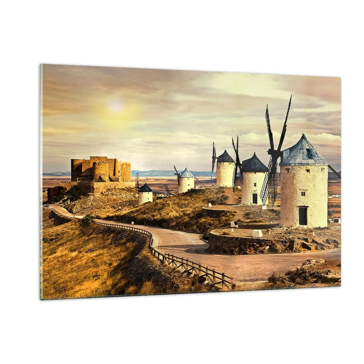 Billede på glas - Don Quixote er ved at dukke op - 120x80 cm