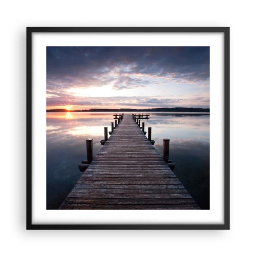 Plakat i sort ramme - Den tavse grænse mellem dag og nat - 50x50 cm