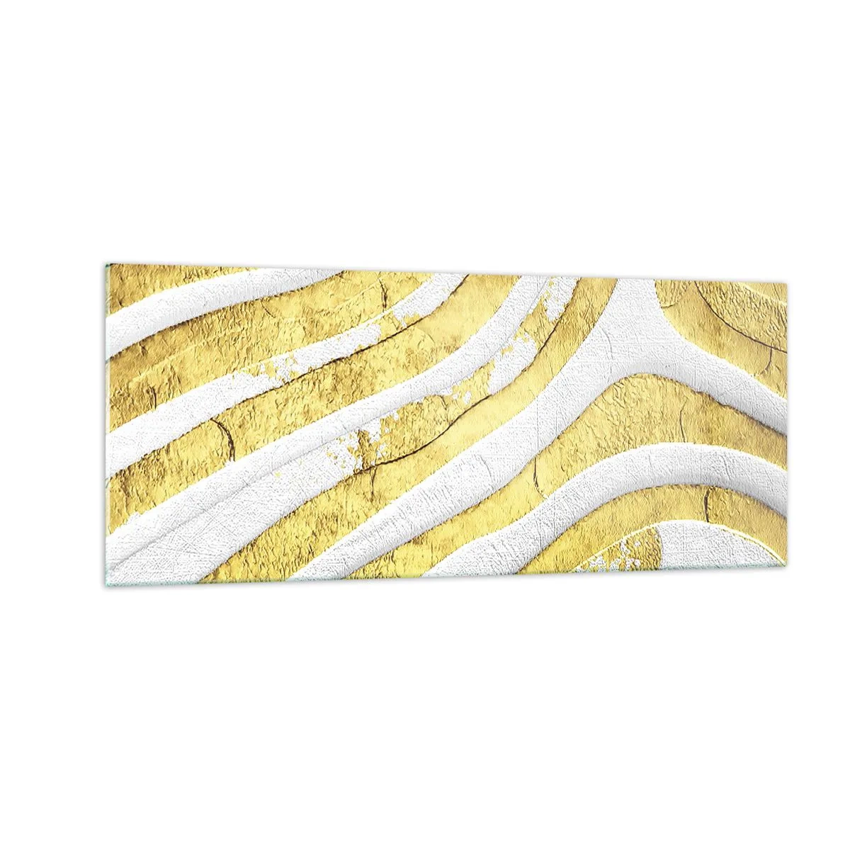 Billede på glas - Sammensætning i hvidt og guld - 100x40 cm