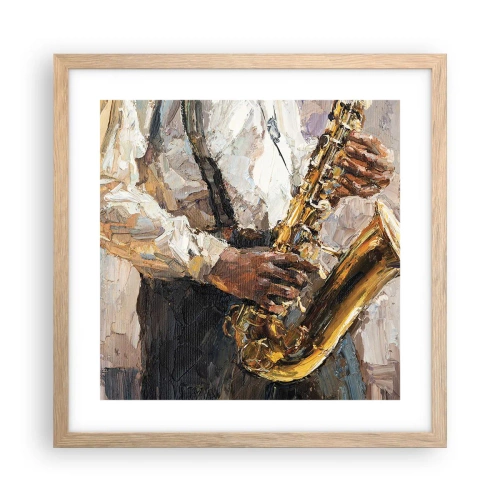 Plakat i ramme af lyst egetræ - Tid til at gå solo - 40x40 cm