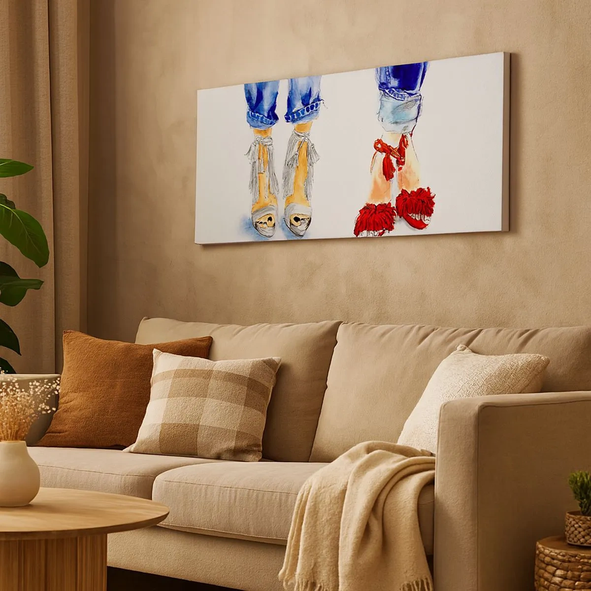 Lærredstryk - Billede på lærred - Hvorfor går vi ikke en tur? - 100x40 cm