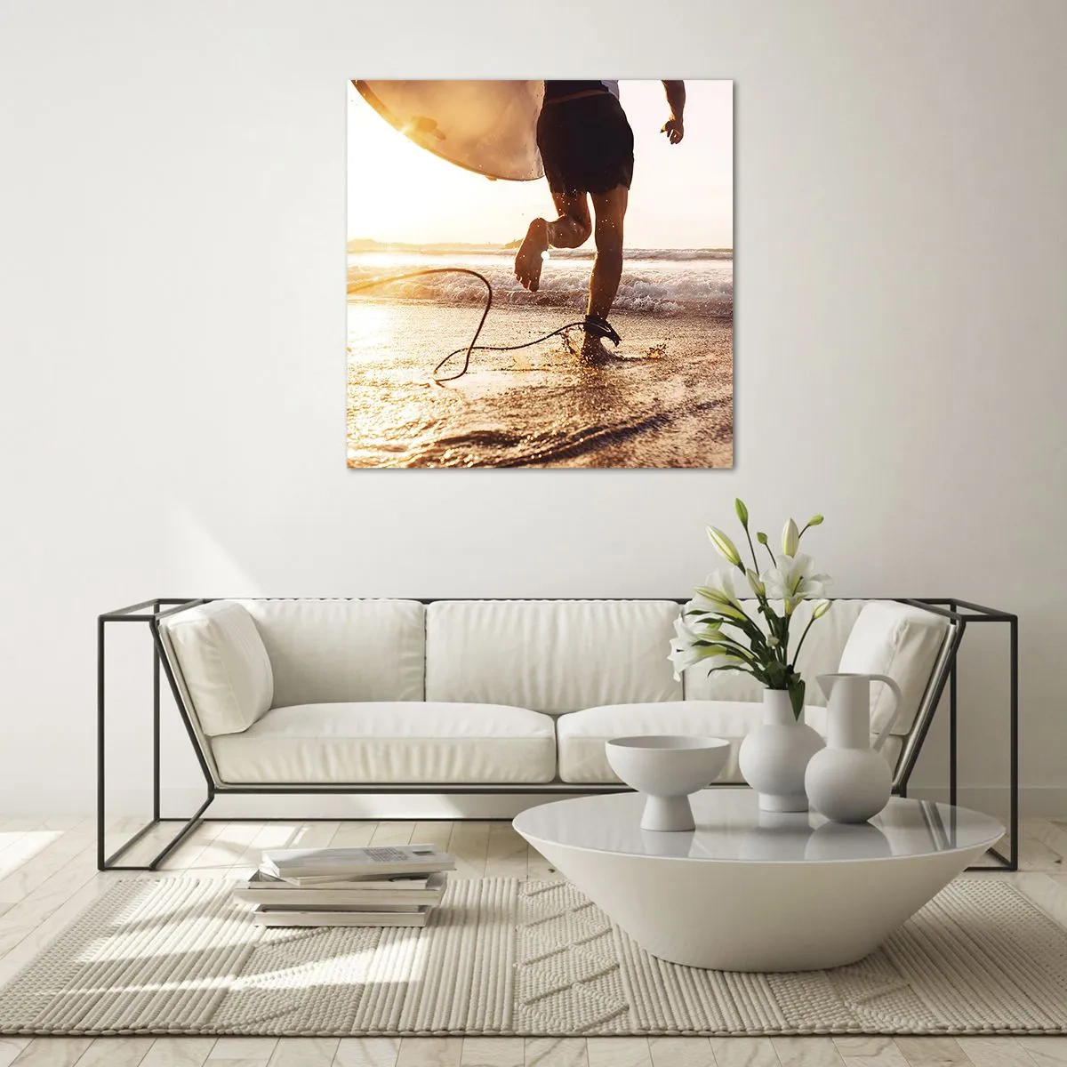 Billede på glas - For at møde bølgen - 60x60 cm