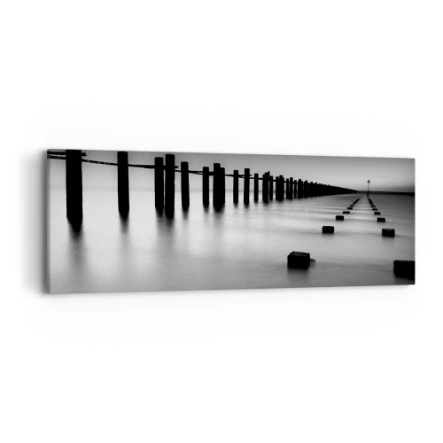 Lærredstryk - Billede på lærred - Grå dales i tågen - 90x30 cm