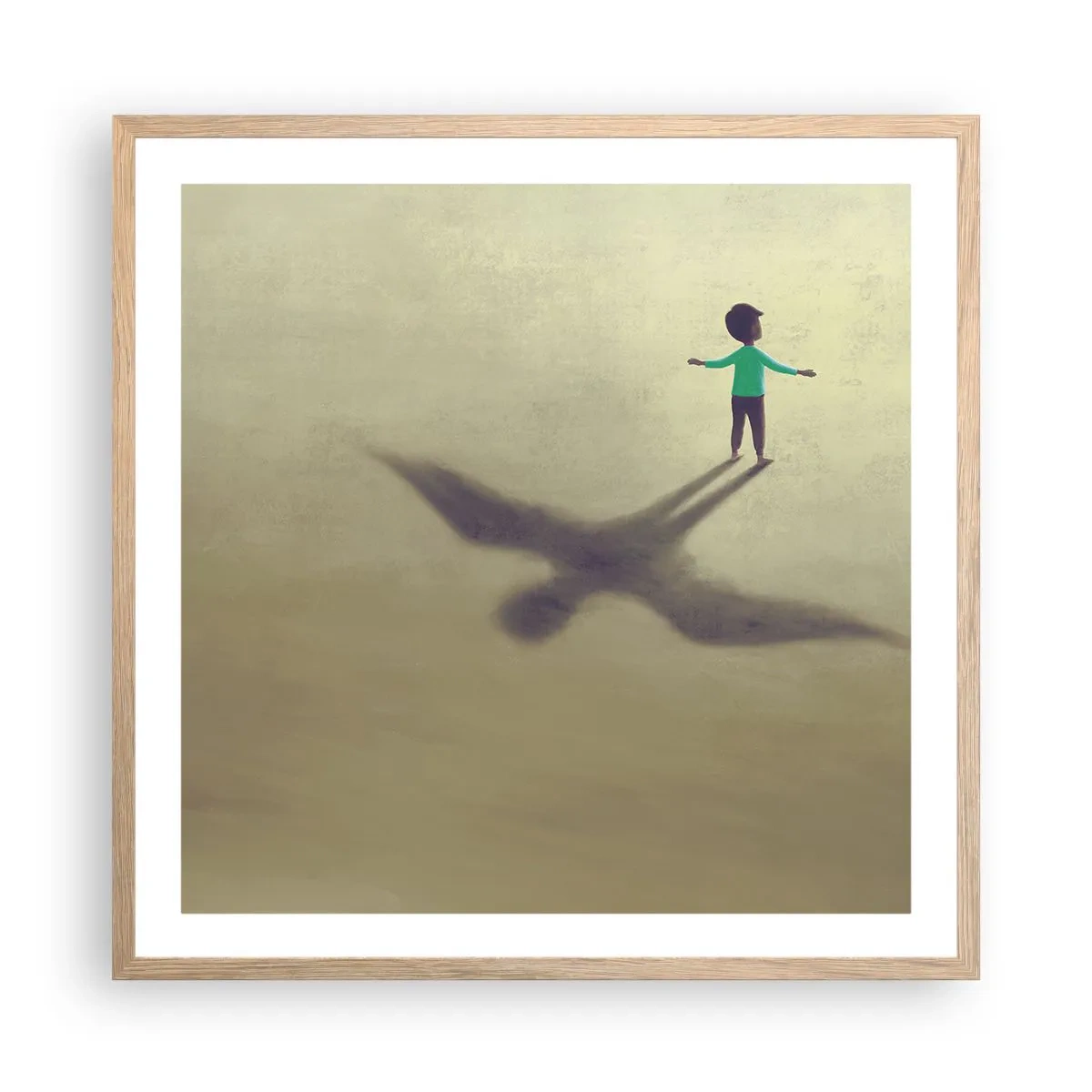 Plakat i ramme af lyst egetræ - Fremtidens helt - 60x60 cm