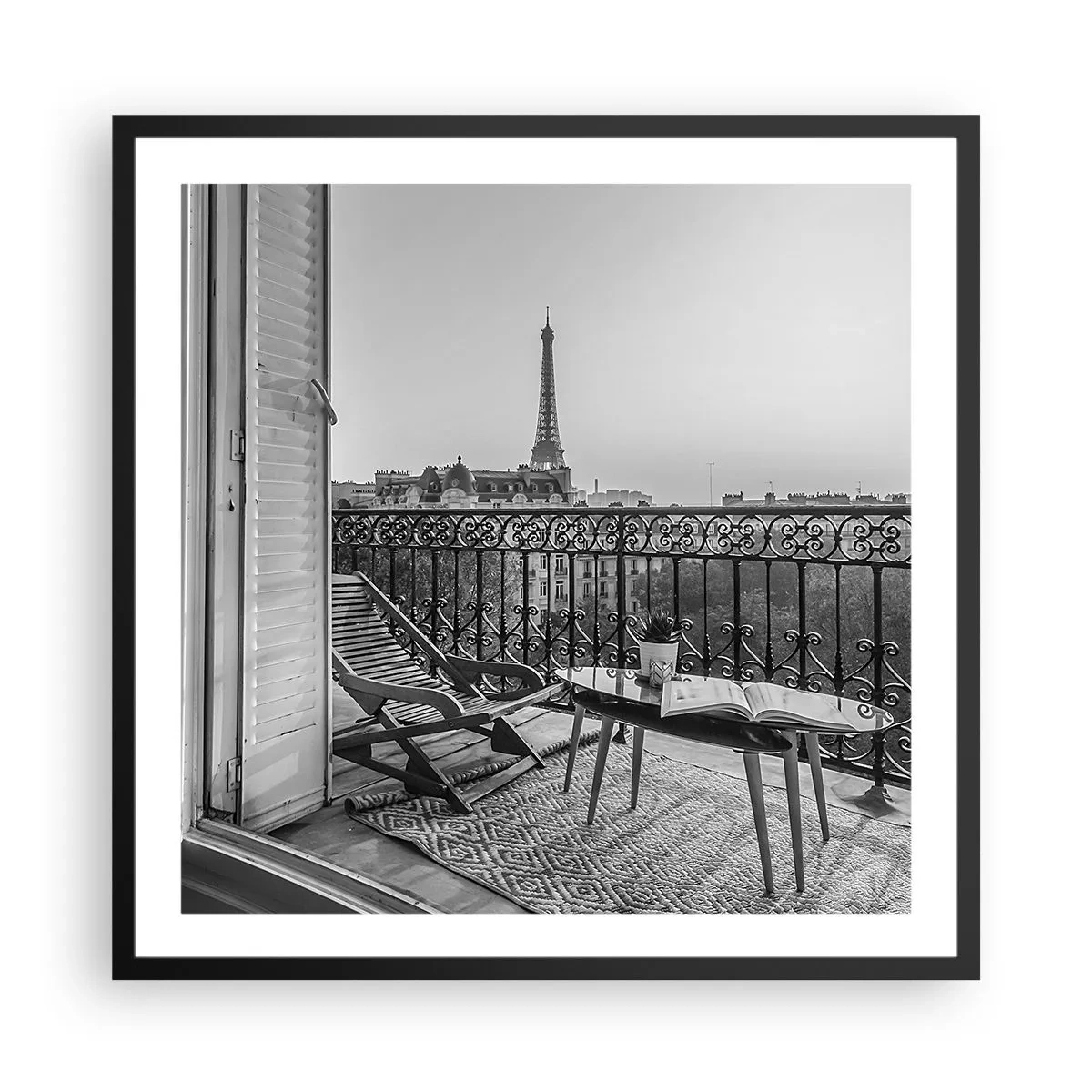 Plakat i sort ramme - Eftermiddag i Paris - 60x60 cm