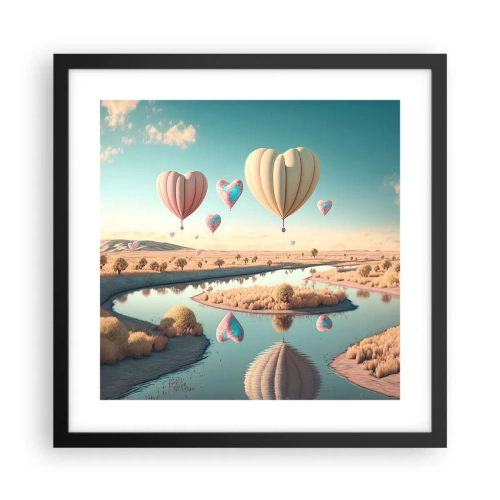 Plakat i sort ramme - Kærlighed lader dig svæve - 40x40 cm