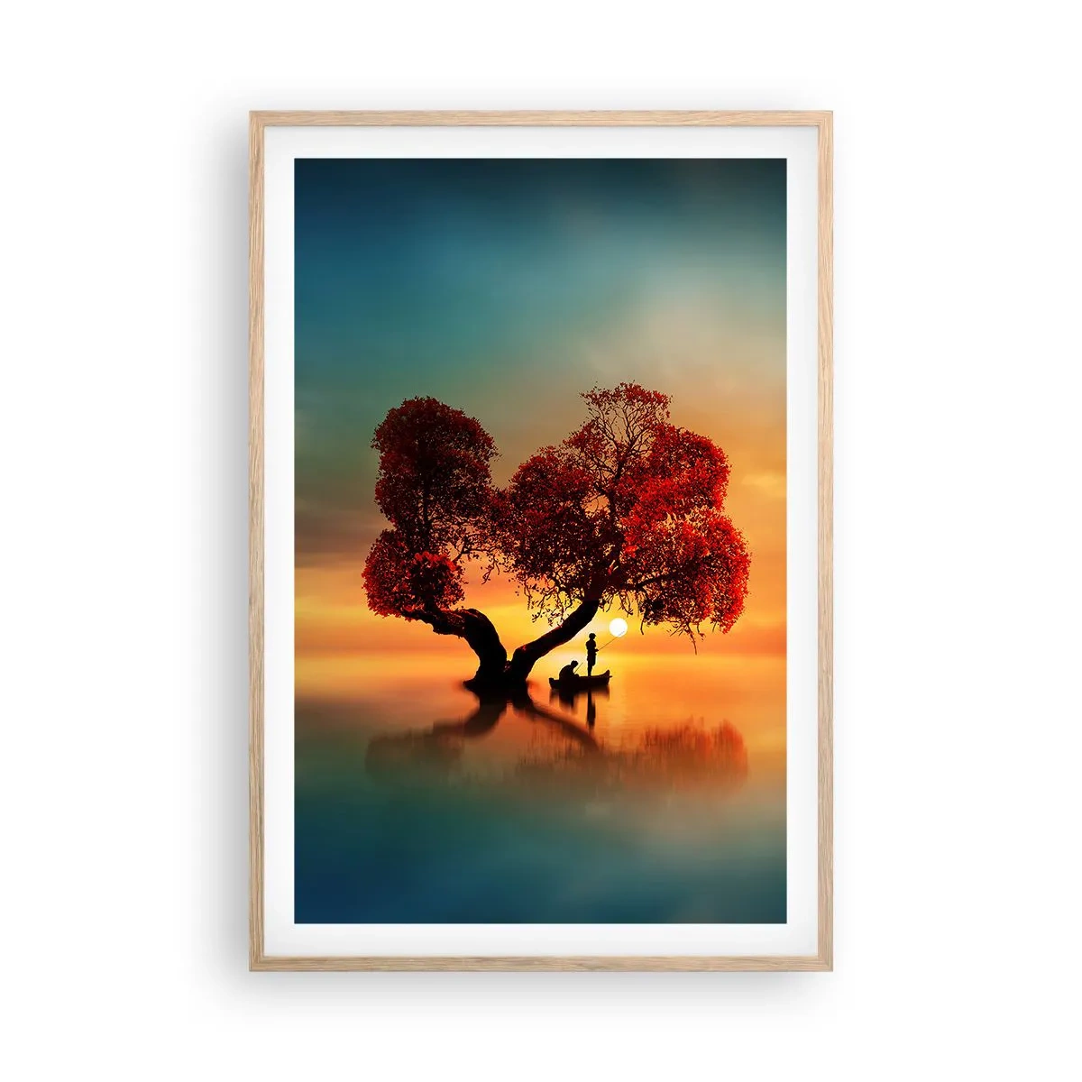 Plakat i ramme af lyst egetræ - Fjern og tavs verdensløshed - 61x91 cm