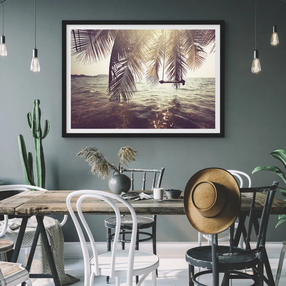 Plakat i sort ramme - Du kan svæve i skyerne efter behag - 50x40 cm