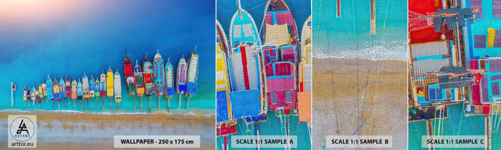 Prøve Fototapet Premium Canvas - Fra et fugleperspektiv - Landskab, Strand, Hav - 100x30 cm