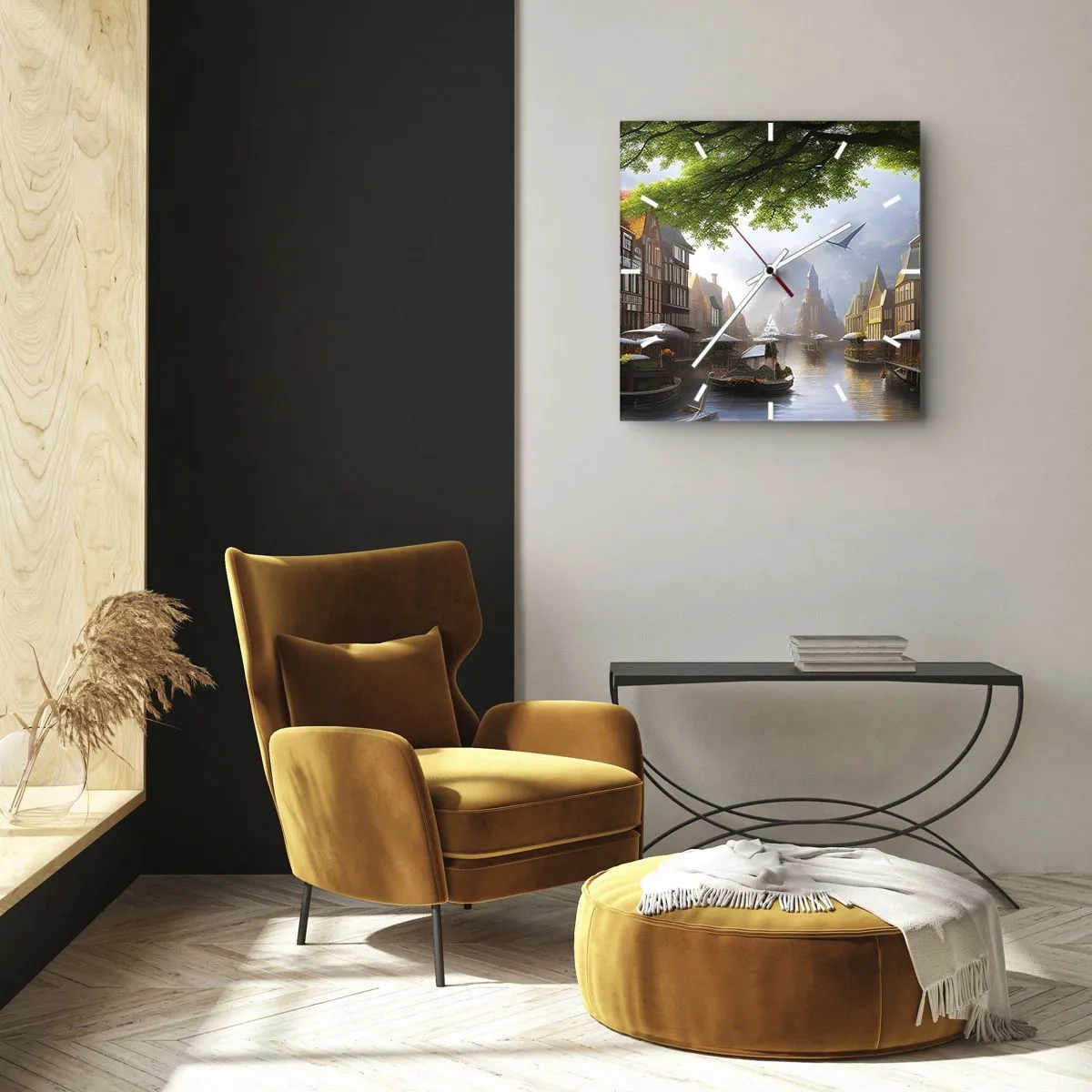 Vægur, Uret - Hollandsk bybillede - 30x30 cm