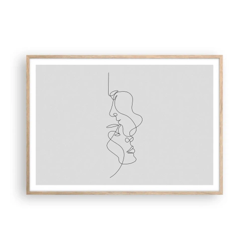 Plakat i ramme af lyst egetræ - Gløderne af glubende begær - 100x70 cm