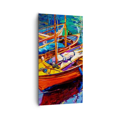 Lærredstryk - Billede på lærred - På vand, der er tykt af farve - 65x120 cm