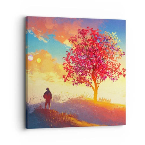 Lærredstryk - Billede på lærred - Pilgrim på bestemmelsesstedet - 30x30 cm