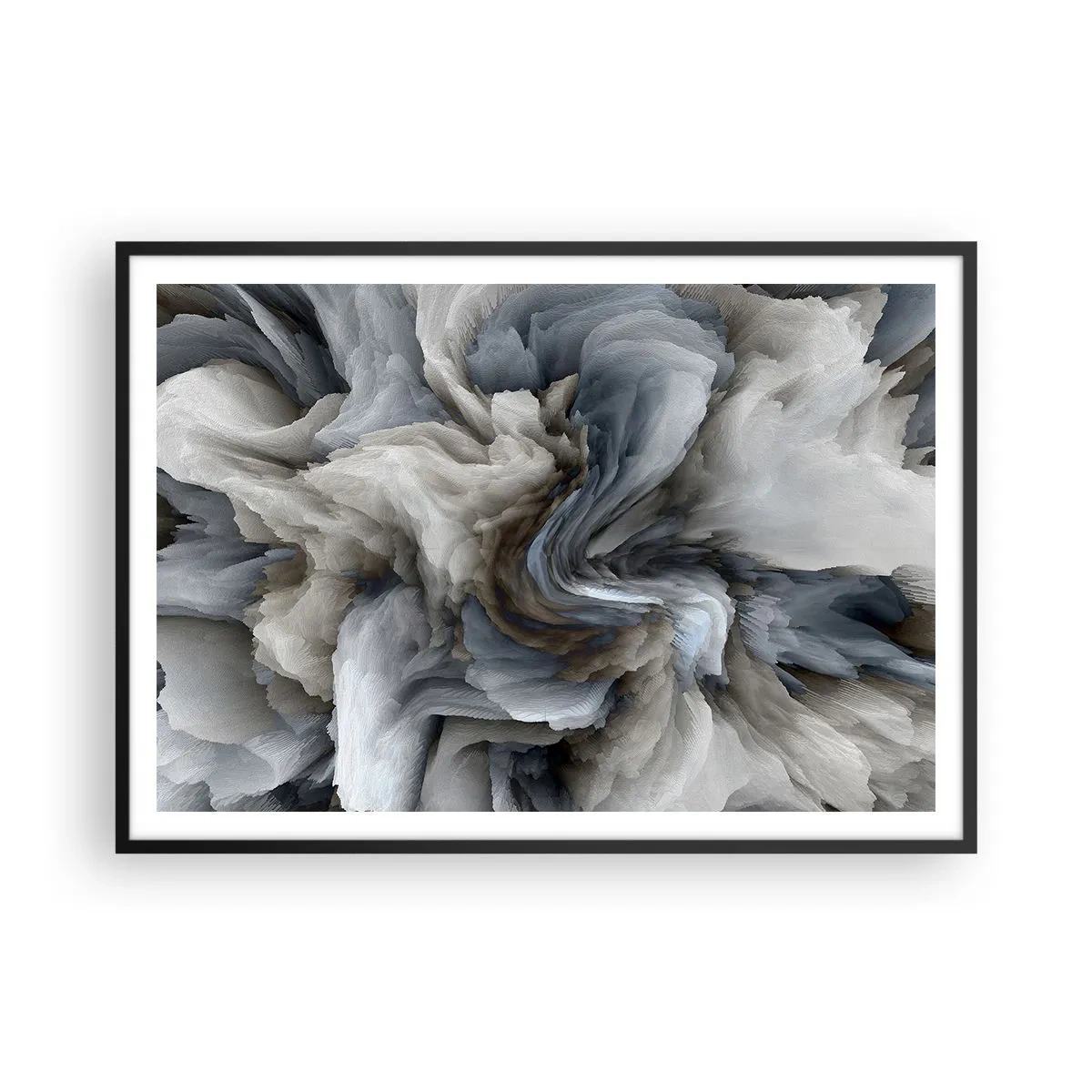 Plakat i sort ramme - Sten og blomst - 100x70 cm