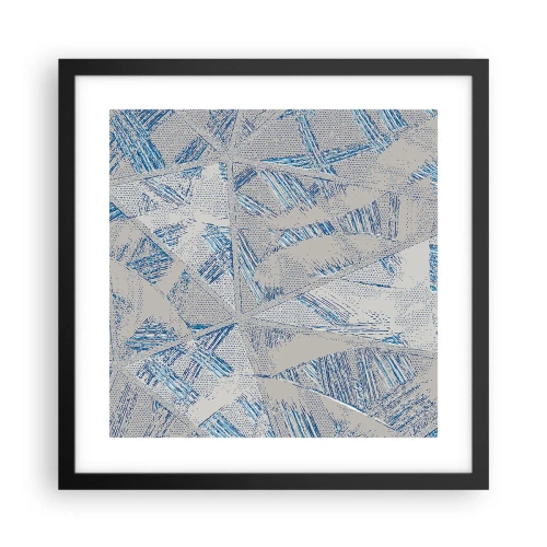 Plakat i sort ramme - I en gråblå labyrint - 40x40 cm