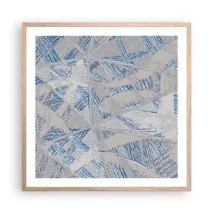 Plakat i ramme af lyst egetræ - I en gråblå labyrint - 60x60 cm