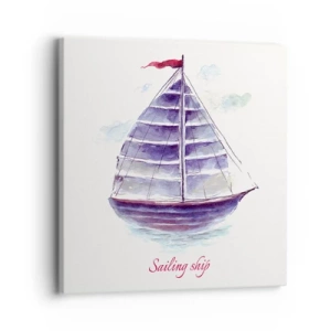 Lærredstryk - Billede på lærred - Fulde sejl og roligt vand - 30x30 cm