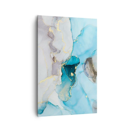 Lærredstryk - Billede på lærred - En undersøgelse af mødet mellem grå og turkis - 80x120 cm