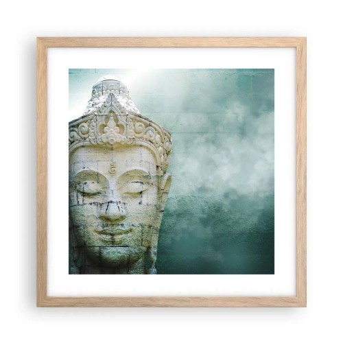 Plakat i ramme af lyst egetræ - På jagt efter lys - 40x40 cm