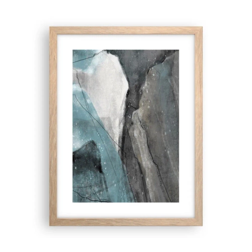 Plakat i ramme af lyst egetræ - Abstraktion: klipper og is - 30x40 cm
