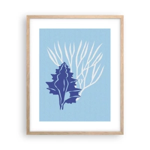 Plakat i ramme af lyst egetræ - Bladformede former - 40x50 cm