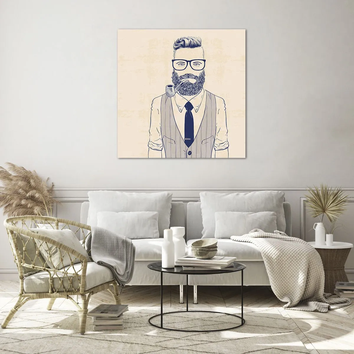 Billede på glas - Munter, maskulin og moderigtig - 50x50 cm