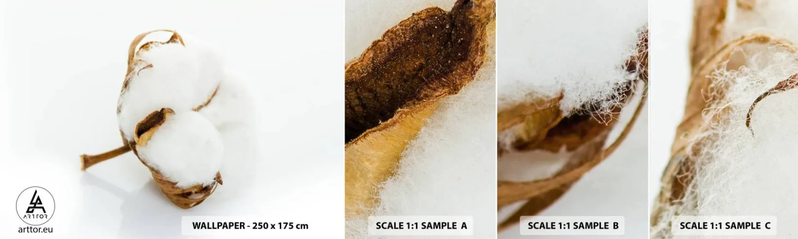 Fototapet Prøve Standard Eco - Blød af natur - Bomuld, Minimalistisk, Blomst - 100x30 cm