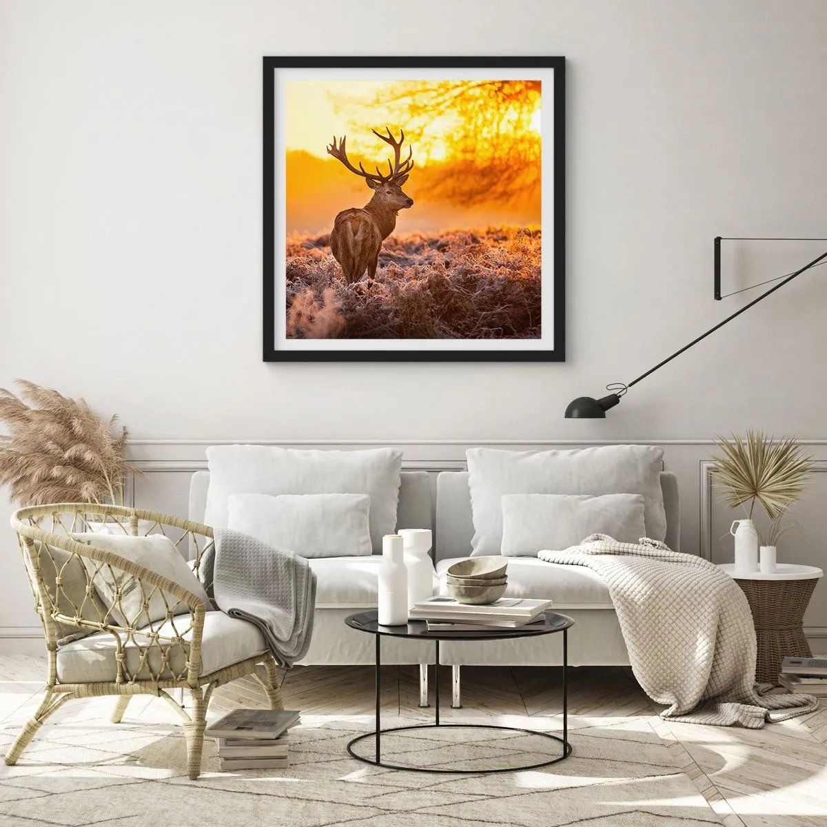 Plakat i sort ramme - Kongen af efterårsskoven - 30x30 cm