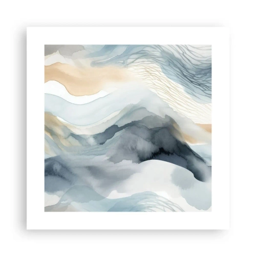 Plakat - Abstraktion af sne og tåge - 40x40 cm