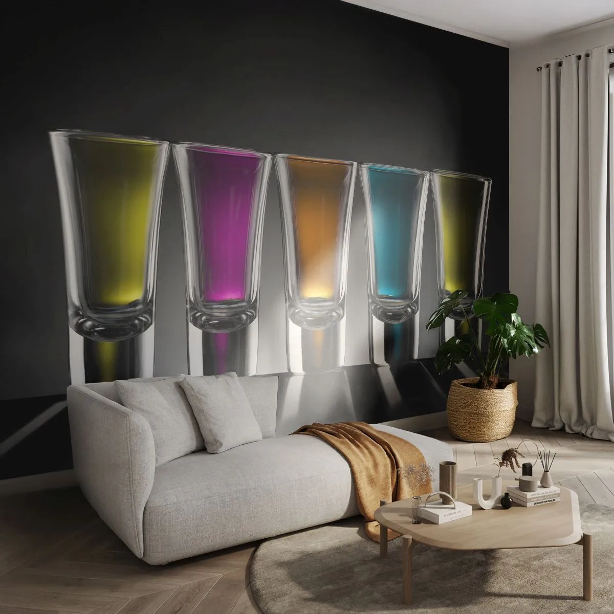 Fototapet Premium Canvas - Glædens farver - Gastronomi, Drikkevarer, Briller - 250x175 cm