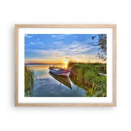 Plakat i ramme af lyst egetræ - Bugt med opfyldte drømme - 50x40 cm