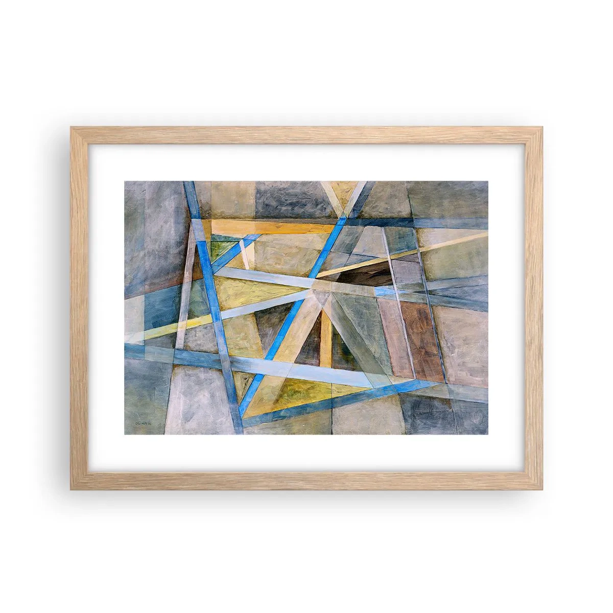 Plakat i ramme af lyst egetræ - Lige eller skråt? - 40x30 cm