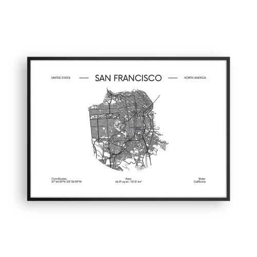 Plakat i sort ramme - San Franciscos anatomi - 100x70 cm