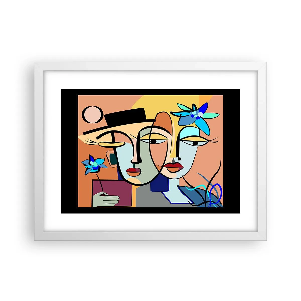 Plakat i hvid ramme - Picassos randez vous - 40x30 cm