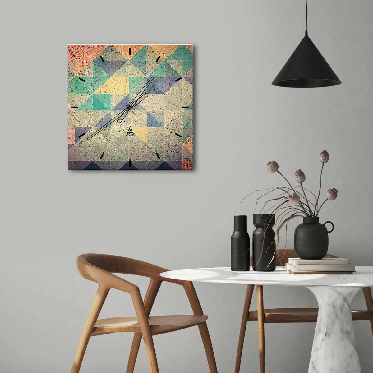 Vægur, Uret - Republikken trekanter - 30x30 cm