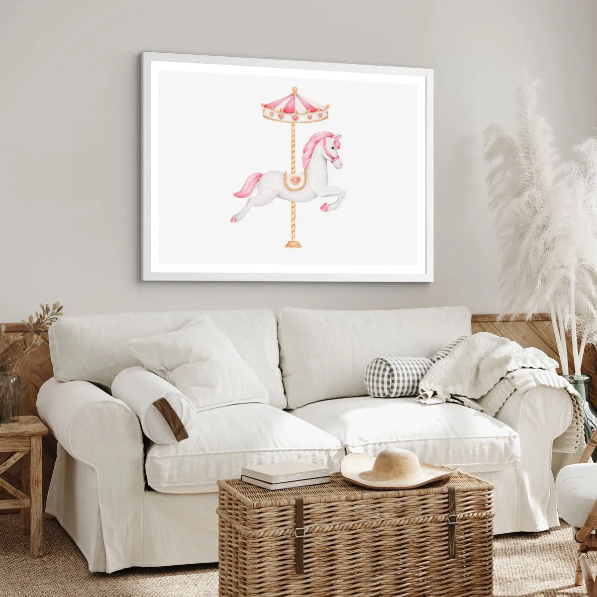 Plakat i hvid ramme - Han satte af sted med en hov - 100x70 cm