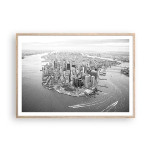 Plakat i ramme af lyst egetræ - Hvordan kan man ikke elske? - 100x70 cm