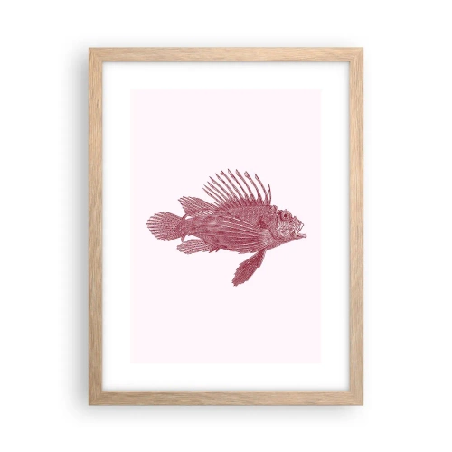 Plakat i ramme af lyst egetræ - En beboer i eksotiske farvande - 30x40 cm