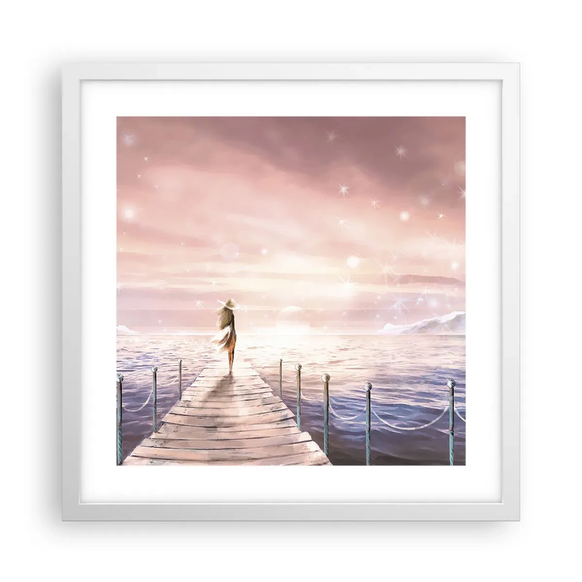 Plakat i hvid ramme - I lyset af en drøm - 40x40 cm