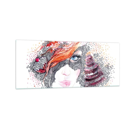Billede på glas - Hos hende er hver dag en ferie - 100x40 cm
