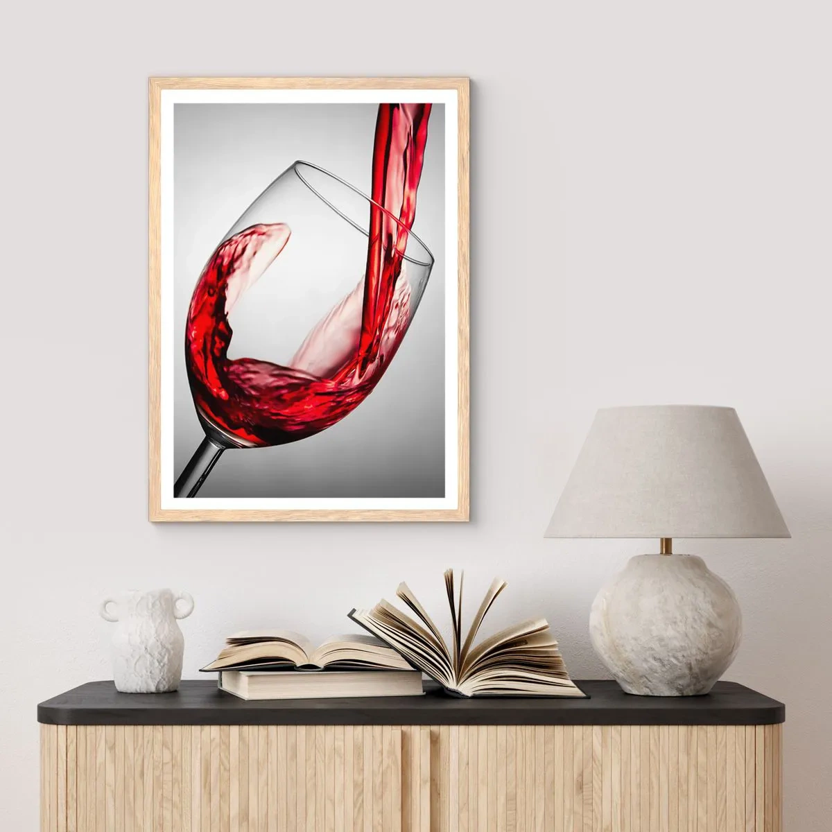 Plakat i ramme af lyst egetræ - Farve - bevægelse - lyd - 50x70 cm