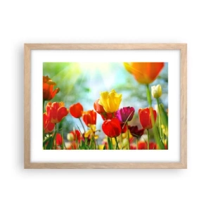 Plakat i ramme af lyst egetræ - Alle solens farver - 40x30 cm