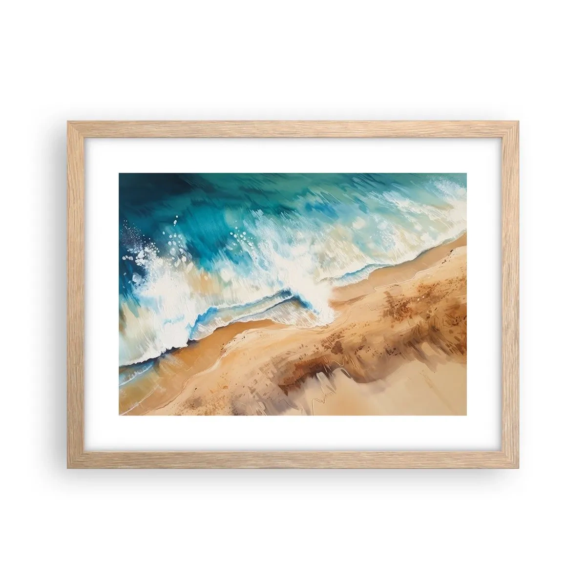 Plakat i ramme af lyst egetræ - Tilbagevendende bølge - 40x30 cm